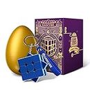 GAN 330 Édition œuf de Pâques, Antique Rime Cube Porte-clés Mini 3x3 Jouets Cadeau (Bleu Cobalt)
