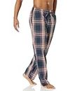 Amazon Essentials Men's Straight-Fit Woven Pajama Pant, Navy Large Plaid, Large