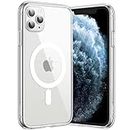 JETech Magnetic Case for iPhone 11 Pro Max 6.5-Inch Compatible with MagSafe Wireless Charging, Shockproof Phone Bumper Cover, Anti-Scratch Clear Back (Clear)
