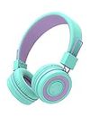iClever BTH02 Kids Headphones, Kids Wireless Headphones with MIC, 22H Playtime, Bluetooth 5.0 & Stereo Sound, Foldable, Adjustable Headband, Childrens Headphones for iPad Tablet Home School, Green