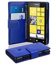 cadorabo Book Case works with Nokia Lumia 520 in NAVY BLUE - with Stand Function and Card Slot made of Smooth Faux Leather - Wallet Etui Cover Pouch PU Leather Flip