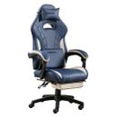  Gaming Chair with Footrest and Massage Lumbar Support, Ergonomic Computer Blue