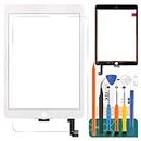 SRJTEK for iPad Air 2 2nd Gen 9.7 A1566 A1567 Touch Screen Replacement Kit,(Not LCD, NO Instructions) Touch Digitizer,Glass Repair Parts,Include Tempered Glass (White)