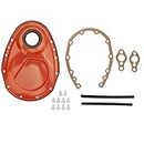 Engines Timing Chain Cover Kit,Metal Timing Chain Cover Seal Kit Replacement for 283 327 305 350 383 400 Engines(Orange)