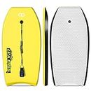 GEAVESS Bodyboard 33-inch/37-inch/42-inch Premium IXPE Body Board with Coiled Wrist Leash, Super Lightweight EPS Core and HDPE Slick Bottom, Perfect Surfing for Kids Teens and Adults(Yellow, 37inch