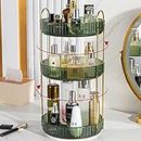 hxbigjin 360°Rotating Makeup Organizer for Vanity, Large Capacity Bathroom Countertop Organizer Spinning，Skincare Cosmetics Dresser Organizers for Perfume、Lotion、Lipstick、Cologne（3 Tier-Green）