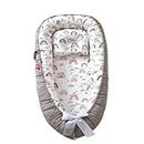 SYGA New Born Baby Nest Portable Reversible Sleeping Bed Foldable Sleeping Toddler Cotton Baby Mattress Pillow for0-2 Years Baby, 53 X 88 CM, Grey Edge Rainbow Powder
