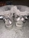 UGG Boots Grey Bailey Bow Suede Classic Ankle Boots Size UK 3 US 5