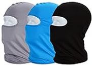 MAYOUTH Balaclava UV Protection Face Masks for Cycling Outdoor Sports Full Face Mask Breathable 3pack Good Gift Great Present (Black + Blue + Grey 3-Pack)