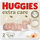 Huggies Pañales Extra Care con Diseño Disney para Recién Nacido Talla 2, 3-6 kg, con Materiales Suaves y Delicados con la Piel, Hipoalergénicos, 24 Pañales