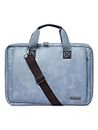 VISMIINTREND Leather Laptop Sleeve Briefcase Shoulder Bag for Men and Women, Shockproof Protective Case for 13,14 and 15 inch HP Dell Asus Lenovo Notebook Computer with Hidden Zipper Pockets Sky Blue