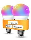 Refoss Smart WLAN Glühbirne E27 unterstützt HomeKit, Intelligente Alexa Lampe Mehrfarbrige Dimmbare LED Light Bulb mit Siri, Alexa, Google Assitant, 9W 2700K-6500K Warmweiß, Kaltweiß, 2 Stück