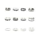 Foot Set 12pcs Flowers Toe Gothic Punk Sliver Color Seaside Beach Toe Jewelry Knuckle Accessories For Women Foot Rings