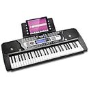 RockJam RJ654 54 Key Keyboard Piano with Power Supply, Sheet Music Stand, Piano Note Stickers & Simply Piano Lessons, Black