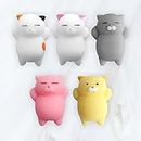 ANAB GI Kawaii Mochi Squishy Toys - Mini Animal Stress Relief Squishies for Kids' Birthday Party Favors (Cats, 5 Pack)