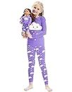 Babyroom Girls Matching Doll&toddler 4 Piece Cotton Pajamas Toddler Sleepwear size 6 Purple
