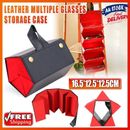Leather Multiple Glasses Storage Case 5 Slots Sunglasses Organizer Bag AU Stock