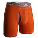 2UNDR Men's Swing Shift Boxer Briefs (Orange/Grey, Small)