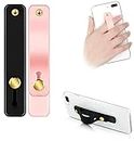 Mizi [2 Pieces] Universal Portable Silicone Kickstand Phone Grip Finger Ring Holder Strap Stand for Most Smartphones - Black/Pink