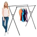 Grid & Go™ Portable Double Rail Garment Floor-Standing Display Rack or Coat Rack with No-Slip Legs and Powder Coated Steel from Specialty Store Services for Craft Show Display, Retail Display
