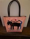  Marc Tetro NYC Spike Black Cat Zip Tote Bag Pink Vinyl