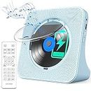 Greadio CD Player Portable with Bluetooth 5.0,HiFi Sound Speaker,Desktop CD Music Player with Remote Control,Dust Cover,FM Radio,LED Screen,Support AUX/USB,Headphone Jack for Home,Kids,Kpop,Gift Blue