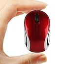 Mini Small Wireless Mouse for Travel Optical Portable Mini Cordless Mice with USB Receiver for PC Laptop Computer (Red)