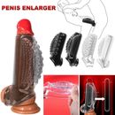2PC Male Cock-Girth-Enlarger-Enhancer-Penis-Extension-Extender-Sheath-Sleeve Men