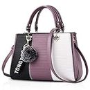 Handbags for Women Fashion Ladies Purses PU Leather Satchel Shoulder Tote Bags (purple)
