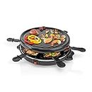 Ex-Pro Electric Raclette Gourmet Grill, 6 Person Indoor Non-Stick Tabletop Cooker, Removable Round Hot Plate, with 6 x Mini Cheese Pans & Spatulas, 800W