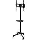PrimeCables Mobile TV Stand with Wheels for 26'-55''TV Screen,Height Adjustable and Tilt Rolling TV Cart Hold up to 110 lbs,Floor Stand with Laptop Tray Max VESA 400x400mm