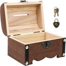Small Wooden Treasure Chest Boxes with Locks Vintage Jewelry Storage Case