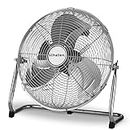 Schallen Chrome Silver Metal High Velocity Cold Air Circulator Adjustable Floor Fan with 3 Speed Settings (14")
