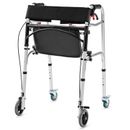Costway Height Adjustable Aluminum Walker with Rolling Wheels and Brakes