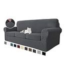 MAXIJIN 4 Piece Couch Covers for 3 Cushion Couch Super Stretch Sofa Cover for Dogs Pet Proof Fitted Furniture Protector Spandex Jacquard Non Slip Magic Couch Slipcover Washable (Large, Gray)