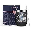 Elegantpark Teacher Appreciation Gifts Teacher Tumbler Best Teacher Gifts for Women Men from Students Gifts for Teachers Christmas Gifts Thank You Gifts Black Tumbler with Straw 12 oz