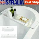 White Bathroom Expandable Bath Caddy Holder Tray Over Bathtub Rack Support Spa