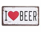 I Love Beer Metal Tin Sign - Galvanised Iron with Printed Top!