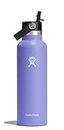 HYDRO FLASK - Water Bottle 621 ml (21 oz) - Vacuum Insulated Stainless Steel Water Bottle with Flex Straw Cap - BPA-Free - Standard Mouth - Lupine