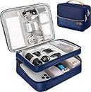 Styleys Double Layer Electronic Gadget Organizer Case, Cable Organizer Bag for Accessories, Hard Disk, Power Bank, Charger for Travel (Navy Blue - S12001)