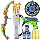 DOLOOWEE Bow and Arrow for Kids,LED Light Up Archery Toy Set with 10 Suction Cup Arrows,Foam Dart Shooting Toy,Target & Quiver,Indoor and Outdoor Toys for Children Boys Girls 3-12 Years (Green)