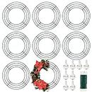 8 Pack Wire Wreath Frame 10 Inch Metal Wreath Form Wreath Ring for Crafts DIY Front Door Wreaths Christmas New Year Wreaths Valentines Wedding Garden Home Party Decoration with 38 Yard Paddle Wire