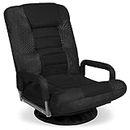 Best Choice Products Swivel Gaming Chair 360 Degree Multipurpose Floor Chair Rocker for TV, Reading, Playing Video Games w/Lumbar Support, Armrest Handles, Adjustable Backrest - Black/Black