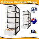5 Drawer Storage Unit on Wheels Storage Organization Container Tub Home Clothes