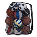 OrgaWise Mesh Ball Bag Large Drawstring Gym Sport Equipment Storage net Bag for Basketball, Soccer, Sports Beach and Swimming Gears(1pcs Black Ball Bag)