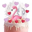 13 piezas Flamingo Cake Decorative Accessories Cake Toppers Juego de decoración, decoración de pasteles para niñas, se utiliza para cumpleaños, día de San Valentín, bodas, aniversarios, plumas de