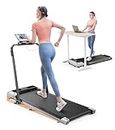 TOPUTURE Walking Pad Under Desk Treadmill with Incline, 2 in 1 Folding Treadmill for Home/Office, Portable Compact Treadmill with Remote Control, APP & LED Display 300LBS Capacity