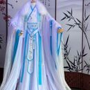 Conjunto de Disfraz Hanfu Chino Azul y Blanco UNISEX Otros Disfraces Accesorios