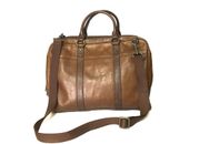 Fossil cow hide dark brown leather lap top bag