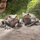 Pelle & Sol Set of 2 Frogs - Garden Animal Indoor Outdoor Ornaments Decor Statue - Made Form PolyResin